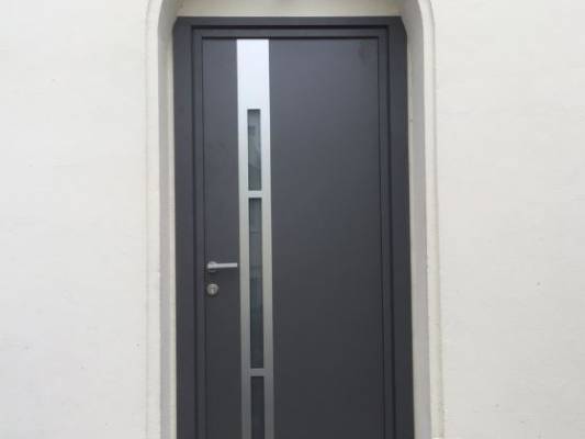 Porte entrée Kline en aluminium noir sablé 2100
