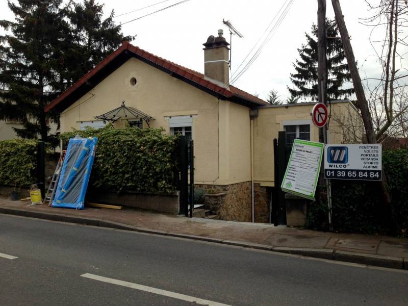 Portails et clotures alu : chantier pendant le remplacement des portails et réalisation des seuils maçonnés. Wilco Yvelines 78