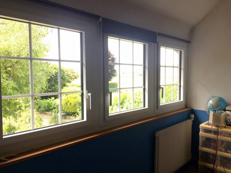 Fenêtres alu : fenêtres kline alu blanc petits bois intégrés 78 davron, semi-ajouré. Wilco Yvelines 78