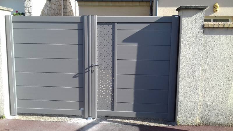 Portails et clotures alu : portail sib gamme signature alu gris 9007t, avec décors. Wilco Yvelines 78