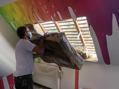 Fenêtres de toit : chantier pose de verrière velux - découpe 3, vitrée. Wilco Yvelines 78