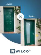 Installation d'une porte d'entrée mixte en aluminium et bois MéO