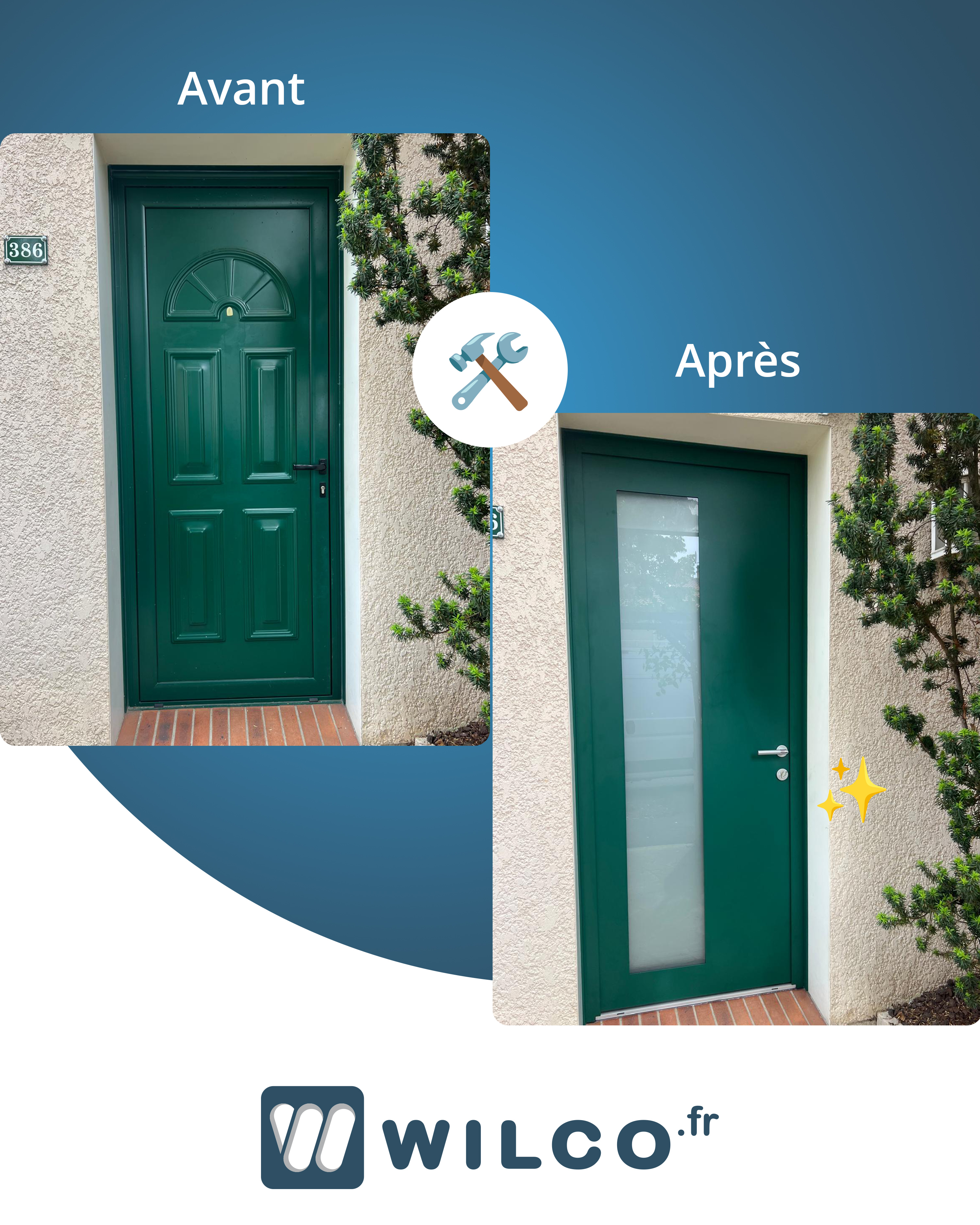 Portes d'entrée  mixte : installation d'une porte d'entrée mixte en aluminium et bois méo. Wilco Yvelines 78