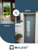 Avant / après porte d'entrée mixte aluminium et bois MéO