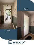 Portes d'entrée en aluminium : porte d'entrée vitrée luminescence de k-line - avant / après. Wilco Yvelines 78