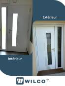 Portes d'entrée en aluminium : porte d'entrée alu blanche perspective k-line - intérieur / extérieur. Wilco Yvelines 78