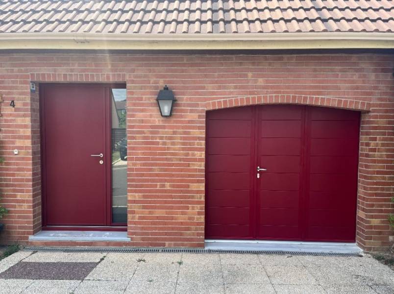 Porte de garage battante alu : porte d'entrée canope k-line et porte de garage battante sib - 78, plein. Wilco Yvelines 78