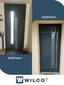 Portes d'entrée en aluminium : porte d'entrée modèle nubie k-line - intérieur / extérieur, avec décors. Wilco Yvelines 78