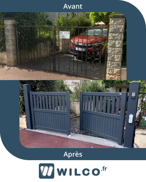 Portails et clotures alu : portail motorisé sib à neauphle-le-vieux - avant / après. Wilco Yvelines 78