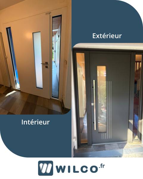 Portes d'entrée en aluminium : porte d'entrée contemporaine k-line - intérieur / extérieur. Wilco Yvelines 78