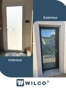 Portes d'entrée en aluminium : porte d'entrée luminescence k-line orgeval - intérieur / extérieur. Wilco Yvelines 78