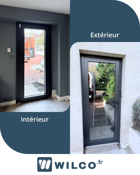 Fenêtres alu : porte d'entrée clarté de k-line yvelines - intérieur / extérieur. Wilco Yvelines 78